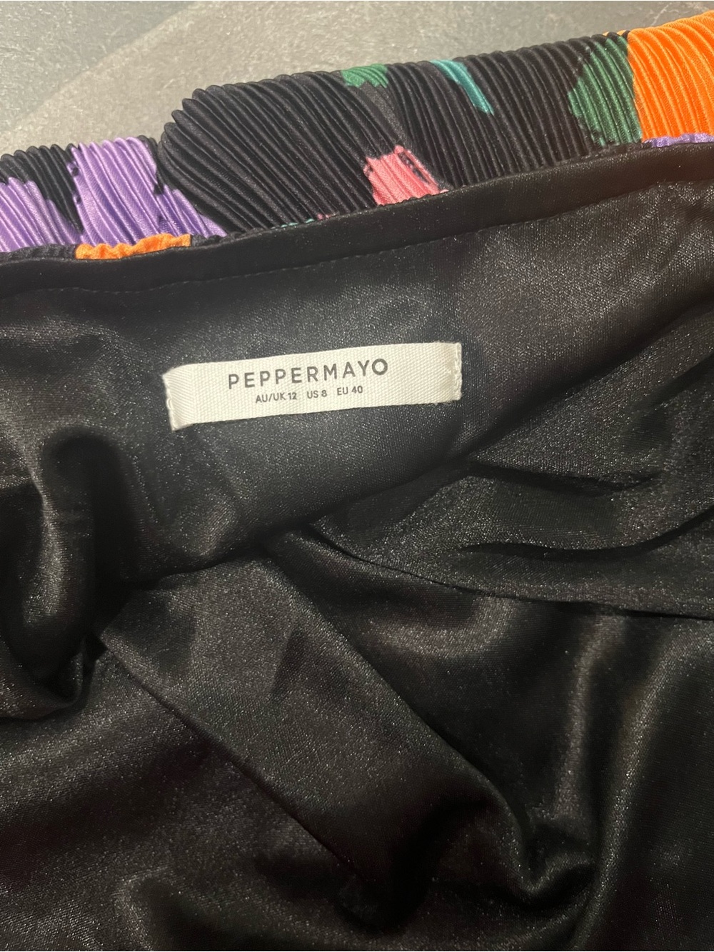 Peppermayo Black Floral Halter Dress with Pink, Orange, Purple, & Yellow Flowers - Picture 4 of 5